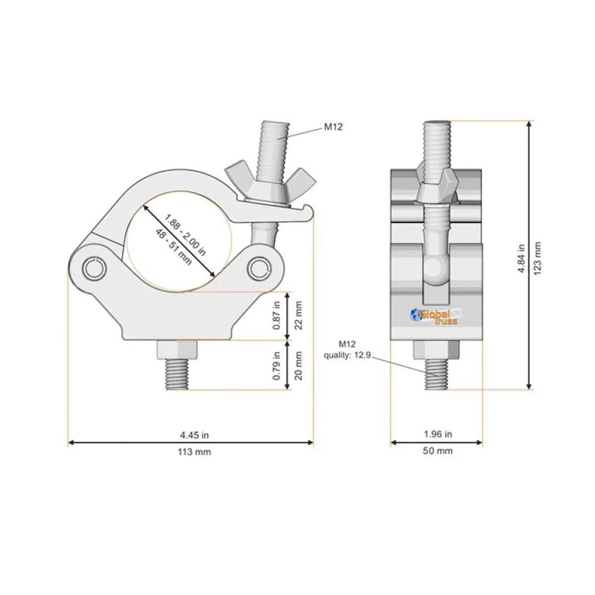 Half Coupler 750kg Silver (8121) - GL3021