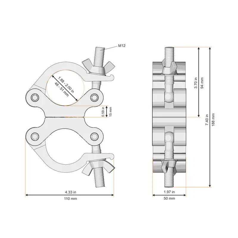 Fixed Swivel Coupler 90° Silver (8231-90) - Image 2