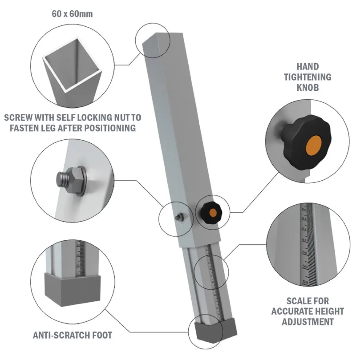 GT Stage Deck 60-100cm Telescopic Leg - GL6035