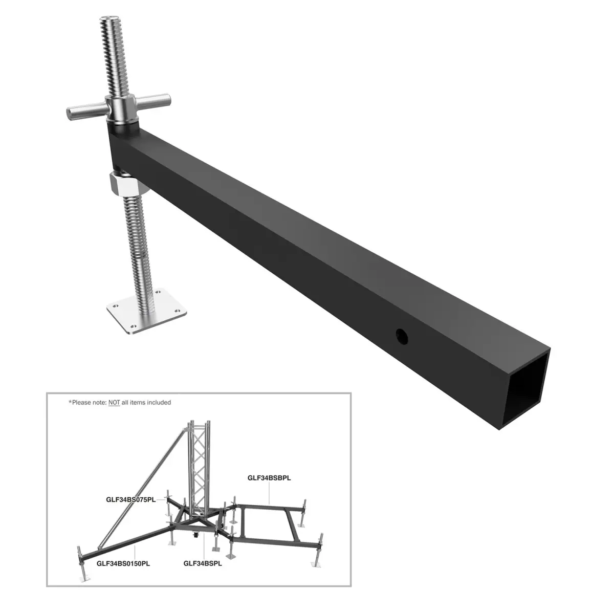 Ground Support F34 PL BS0-75 Steel Outrigger 0.75m - GLF34BS075PL