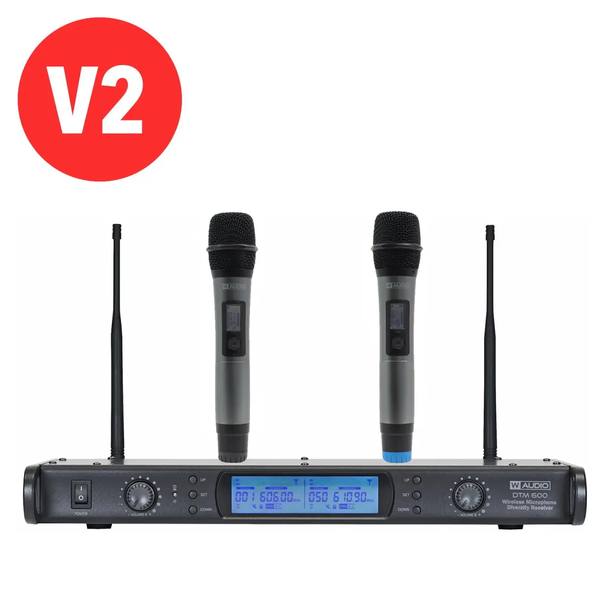 DTM 600H Twin Handheld Diversity System (606.0Mhz-614.0Mhz) V2 Software - MIC72V2