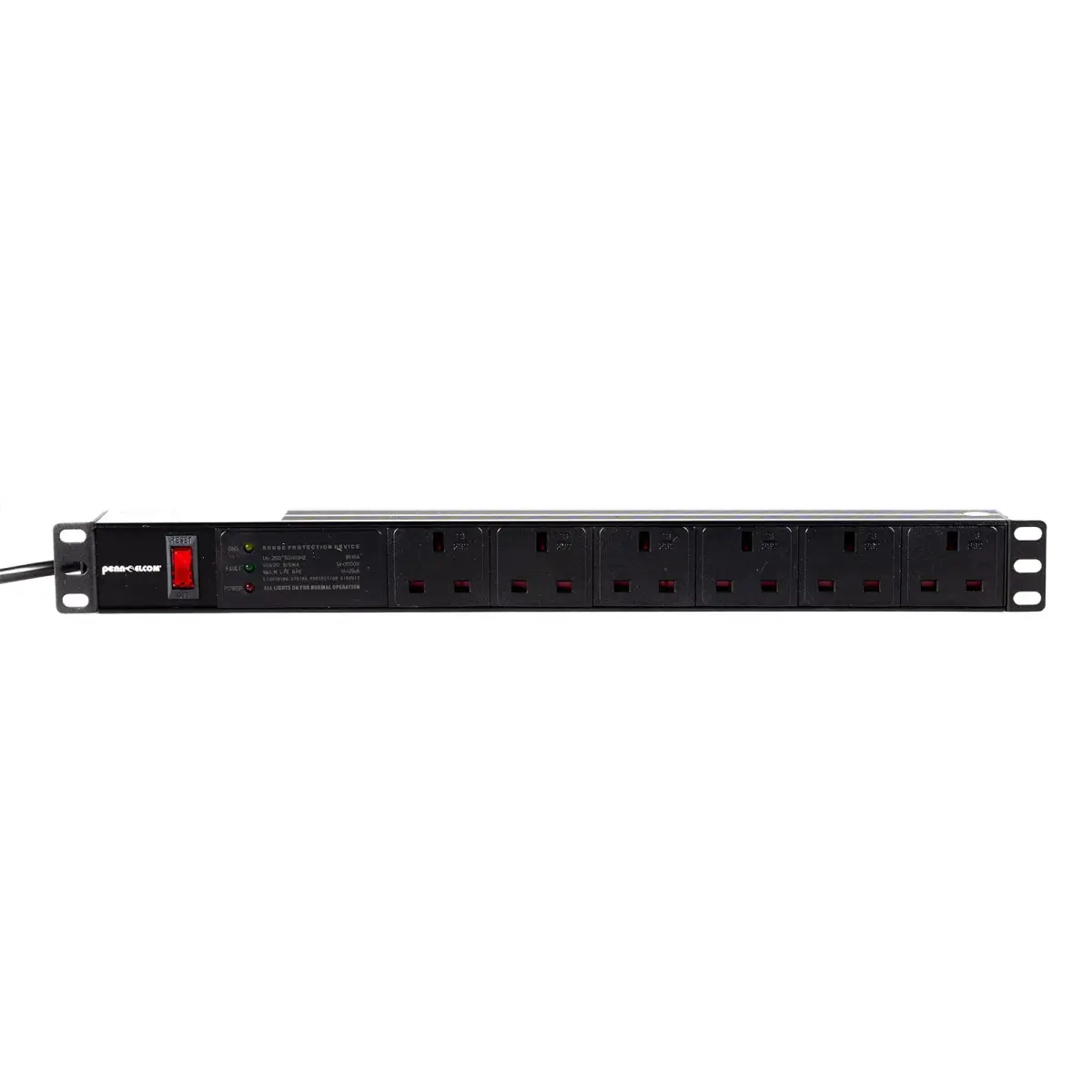 6-Way UK Plug Horizontal Rack Mount PDU (PDU6-UK) - PENN149
