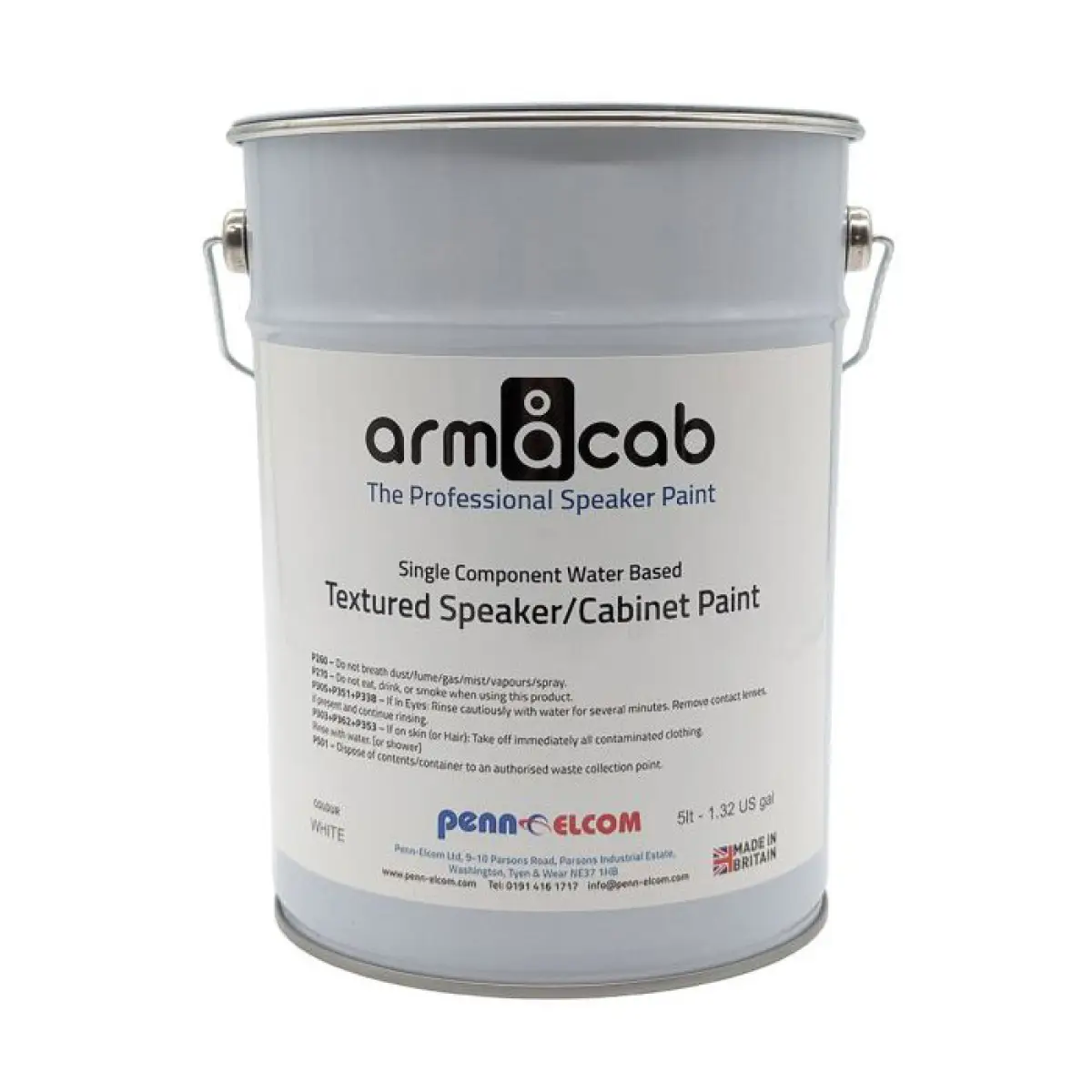 Armacab White Textured Speaker/Cabinet Paint - 5 Litre - PENN181