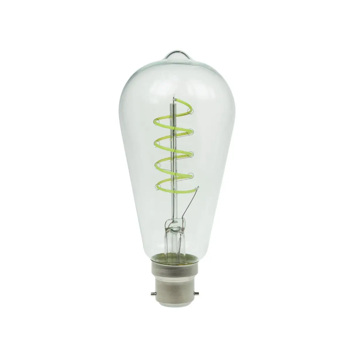 4W Dimmable LED ST64 Spiral Funky Filament Lamp BC Green - ST64/FILDIM/4W/BC/GREEN