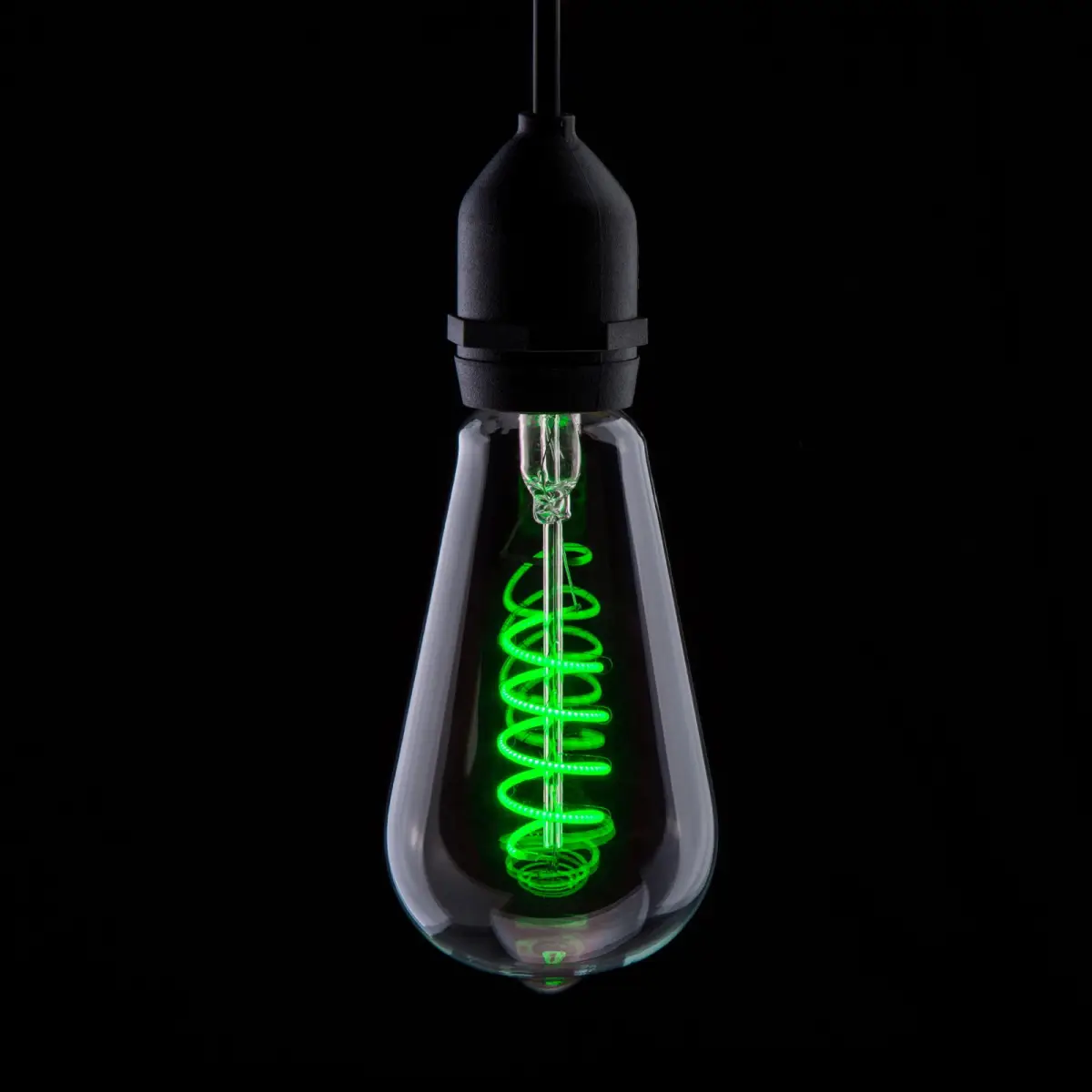 4W Dimmable LED ST64 Spiral Funky Filament Lamp ES Green - ST64/FILDIM/4W/ES/GREEN