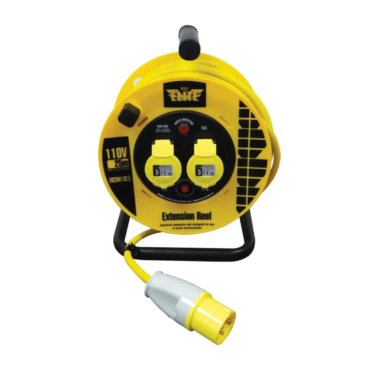 Elite 110 Volt 25 Metre 2.5mm Extension Reel EXR25M1102.5 - EXR25M1102.5