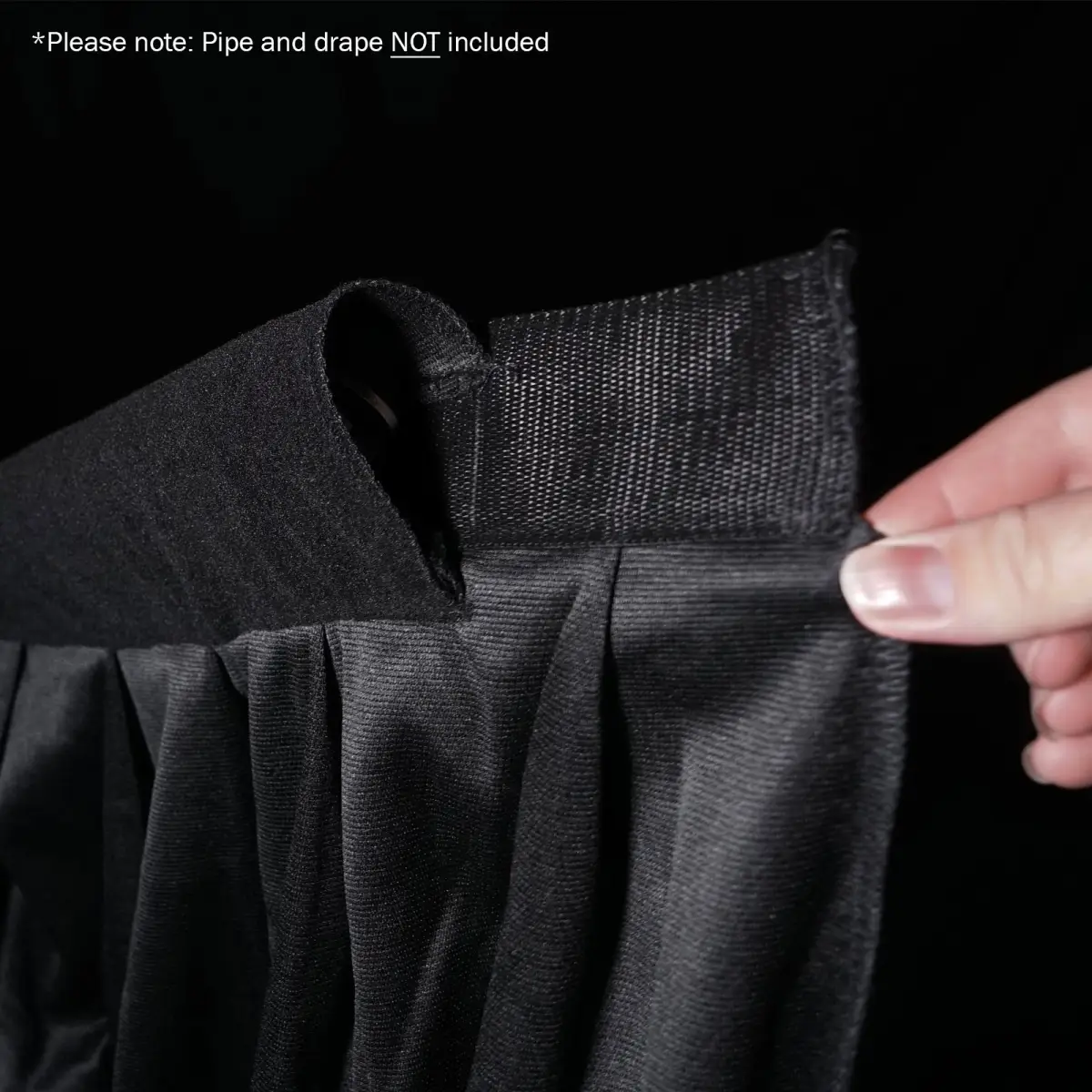 3 x 3m Black Molton Pleated Drape - STAR62