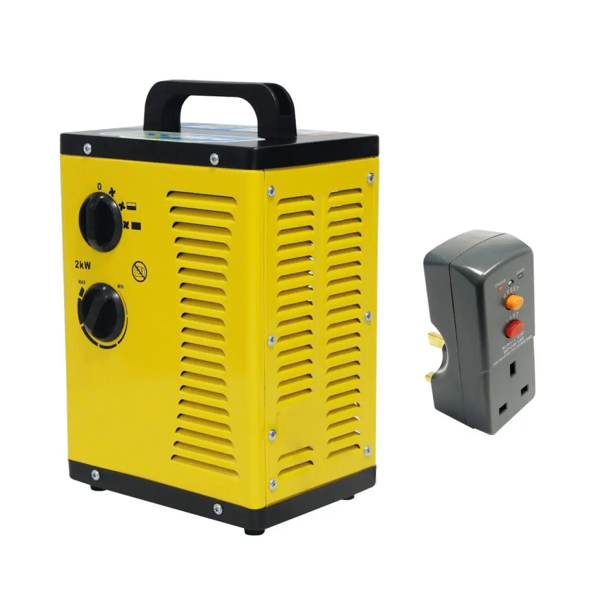 Elite 240 Volt Electric Ceramic 2 kW Fan Heater Includes 13 Amp RCD Adaptor PTC2KWRCDA - PTC2KWRCDA