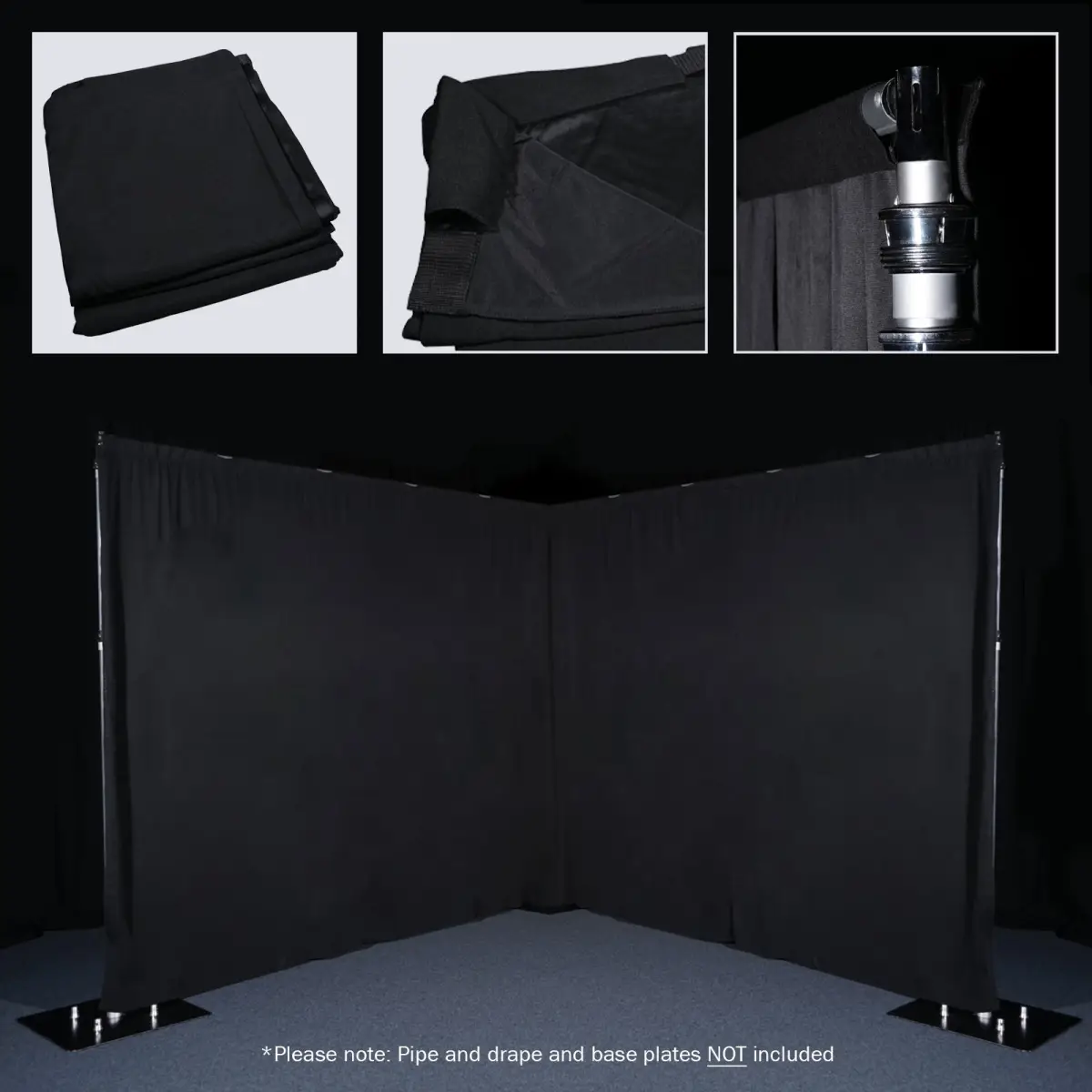 3 x 5m  Black Molton Pocket Drape - STAR74