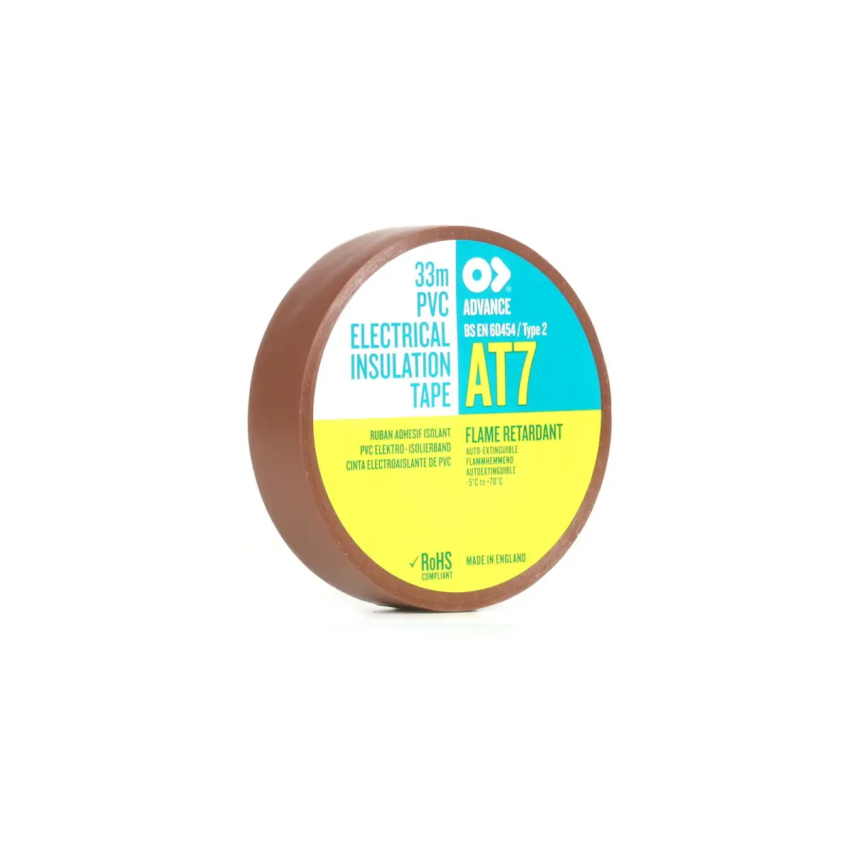 PVC Electrical Insulation Tape 19mm x 33m AT7 Brown - TAPE202