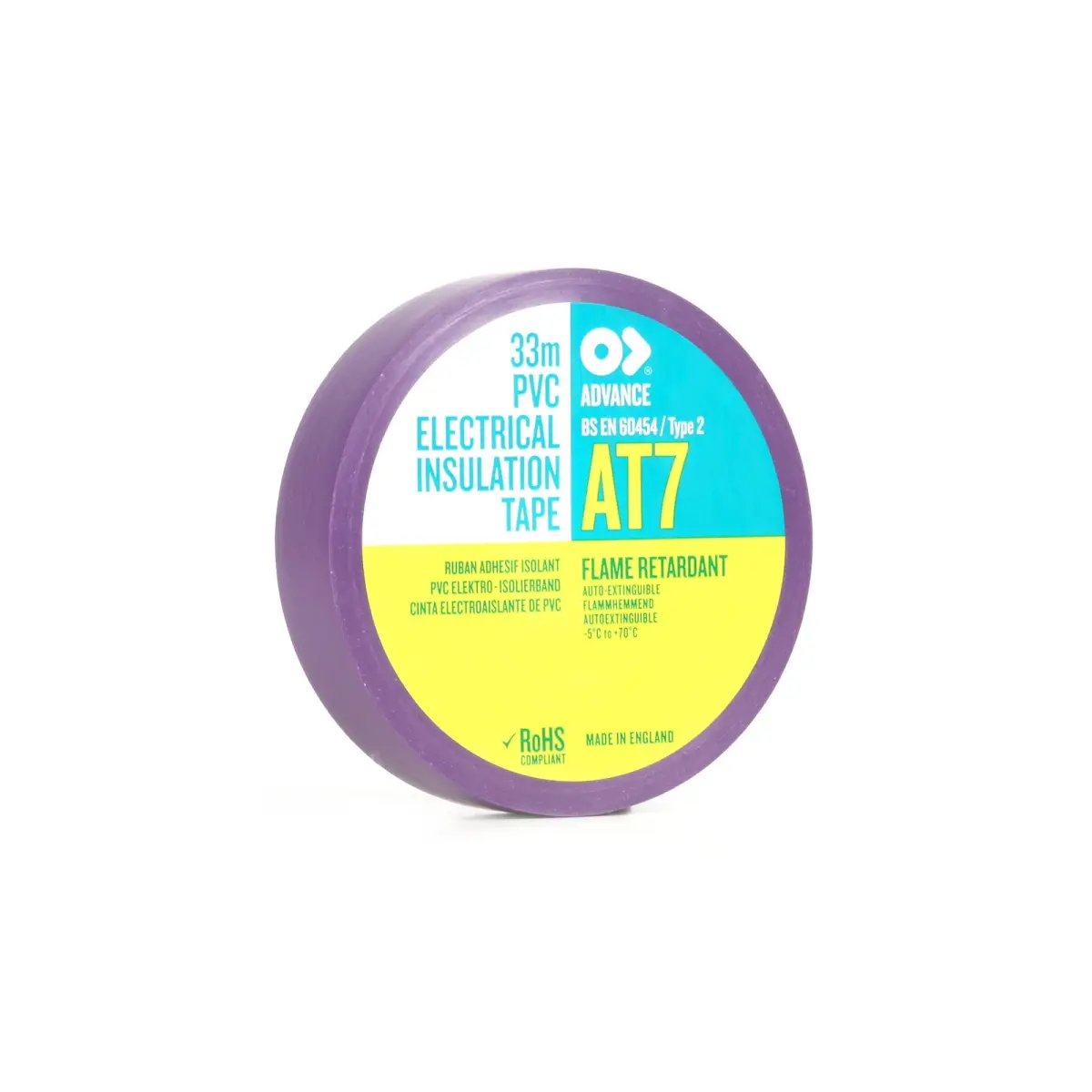 PVC Electrical Insulation Tape 19mm x 33m AT7 Purple - TAPE207