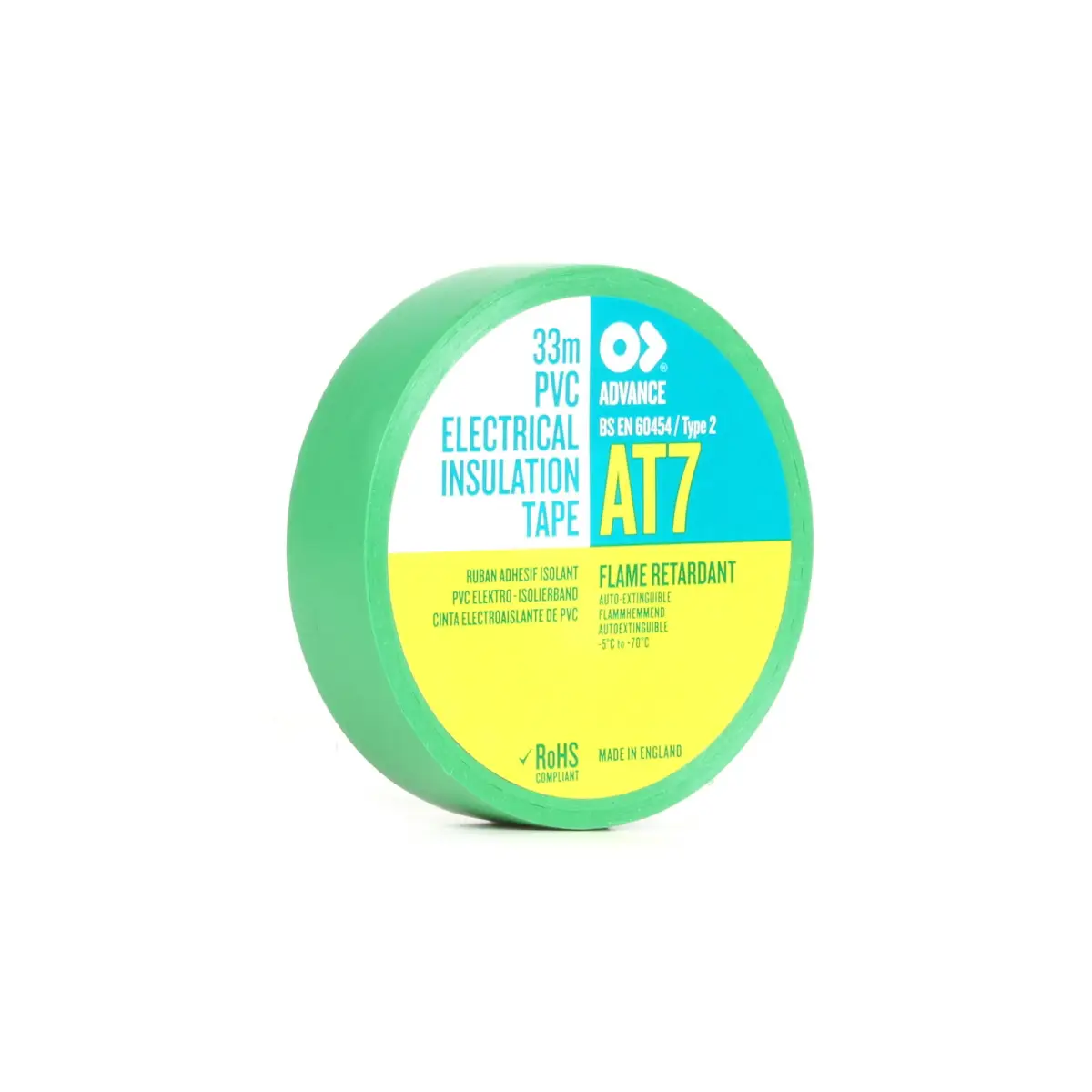 PVC Electrical Insulation Tape 19mm x 33m AT7 Green - TAPE210