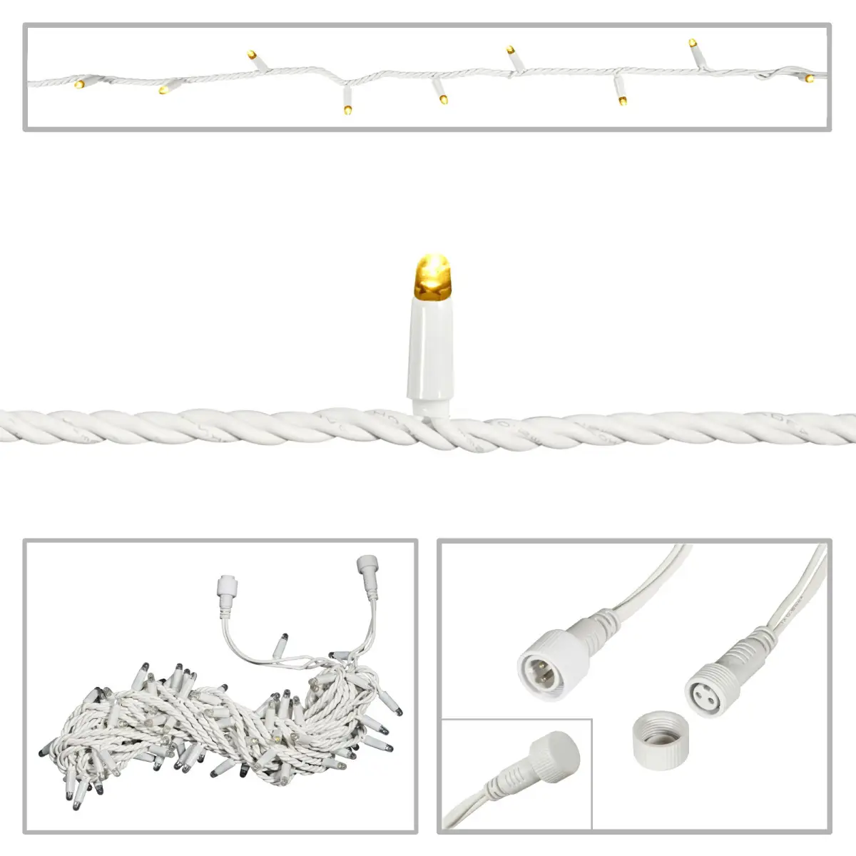 White Rubber Connectableย Dimmableย LED String Lights Warm White 10m - ELUM650A