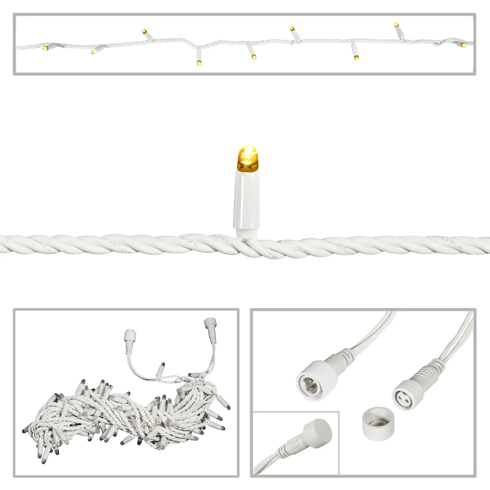 White Rubber Connectable Dimmable LED String Lights Warm White 20m - Image 3