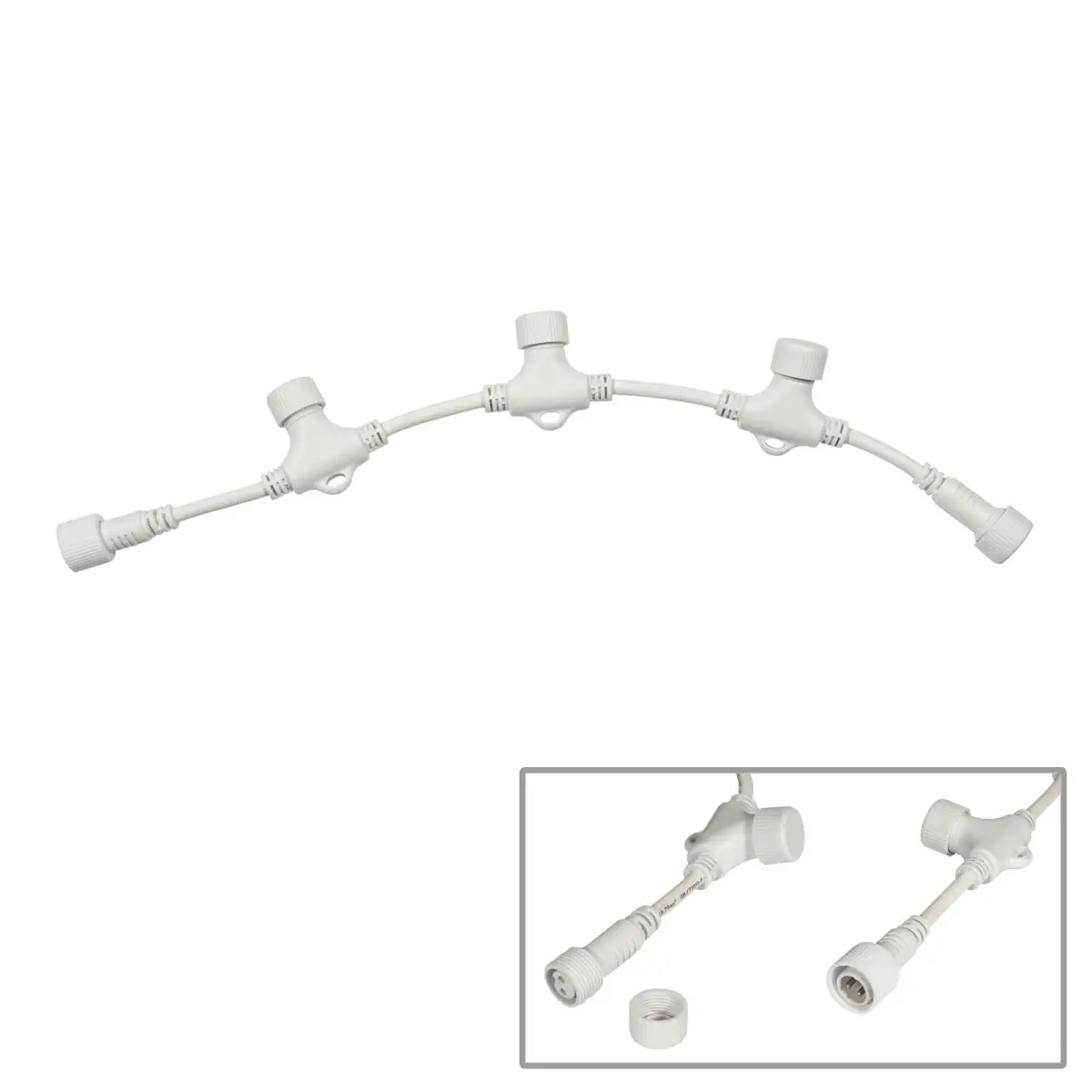 White String/Net Lights Adaptor Cable - 1 In 3 Out 0.4m - ELUM664A