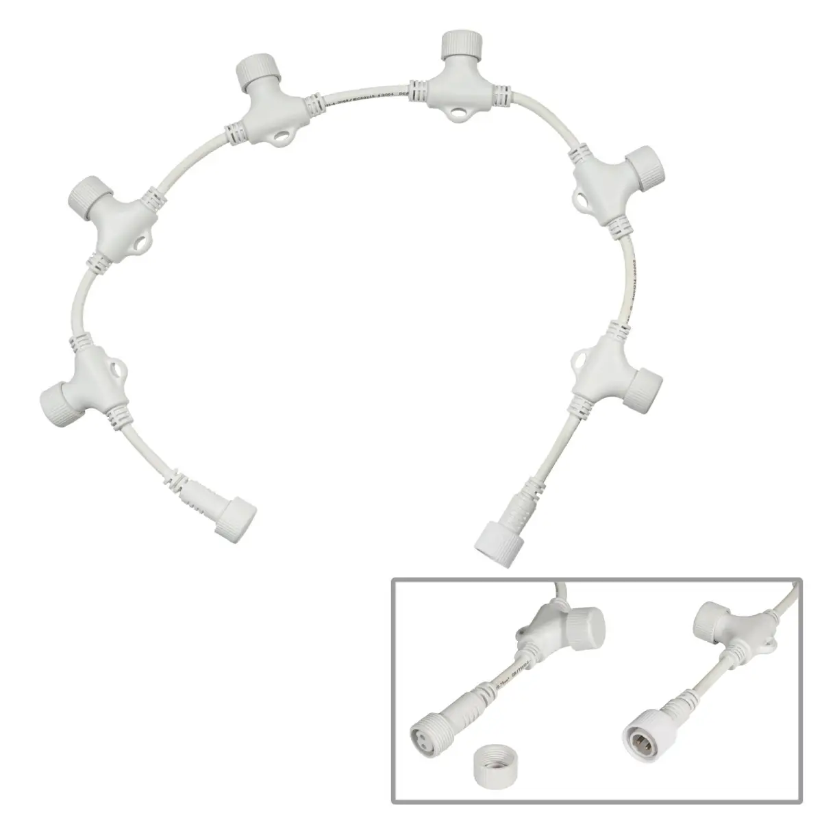 White String/Net Lights Adaptor Cable - 1 In 6 Out 0.7m - ELUM665A