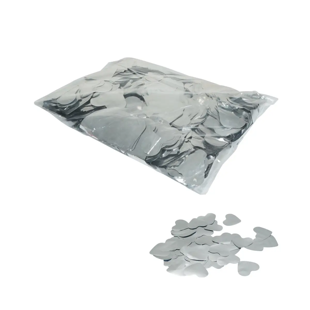 Loose Confetti Hearts 55mmร - Metallic Silver 1kg - EQLED402SI