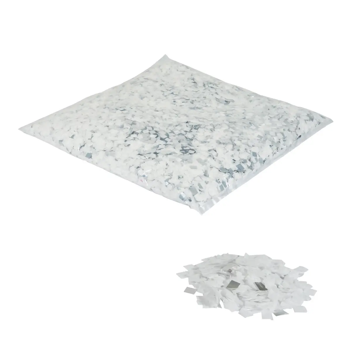 Loose Confetti 10 x 10mm - White and Silver Metallic 1kg - EQLED410WS