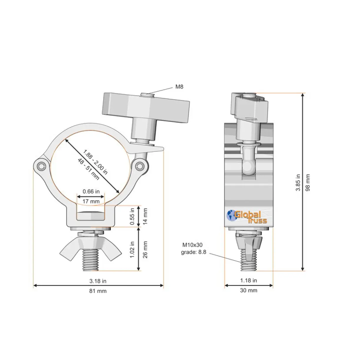 Pro Half Coupler Silver (812EASY) - GL3008