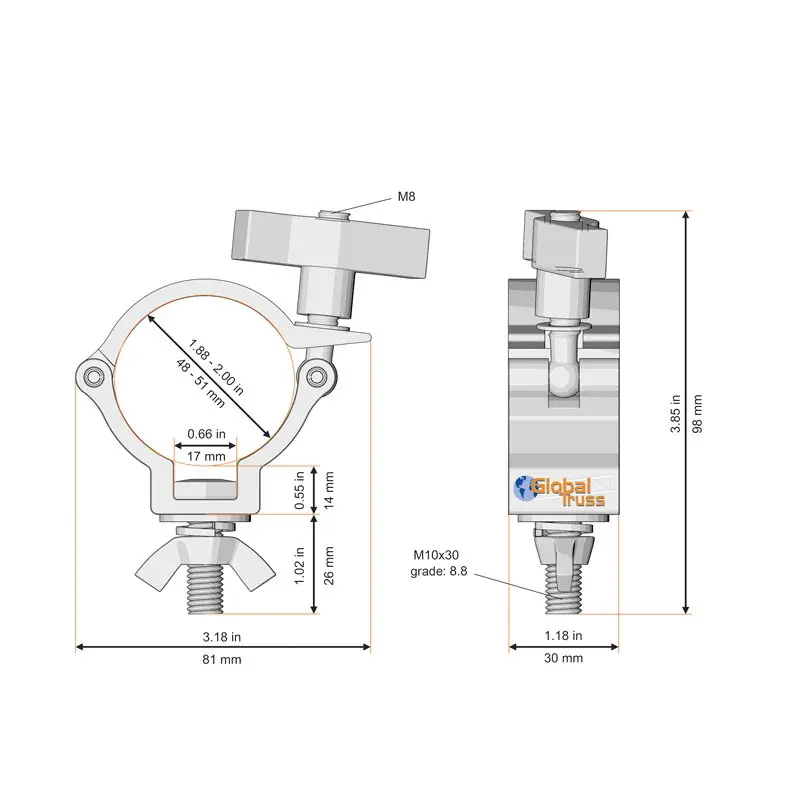 Pro Half Coupler Silver (812EASY) - GL3008