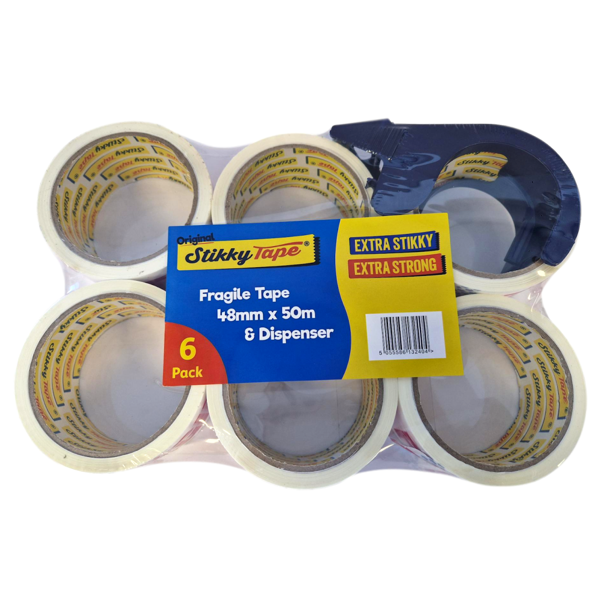 Acrylic Tapes & Dispenser - 48mm x 50m - Fragile (Pack of 6) | N1020-0021TP119