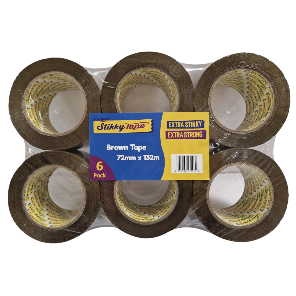 Hot Melt - 72mm x 132m - Brown (Pack of 6) | N1020-0086-00619