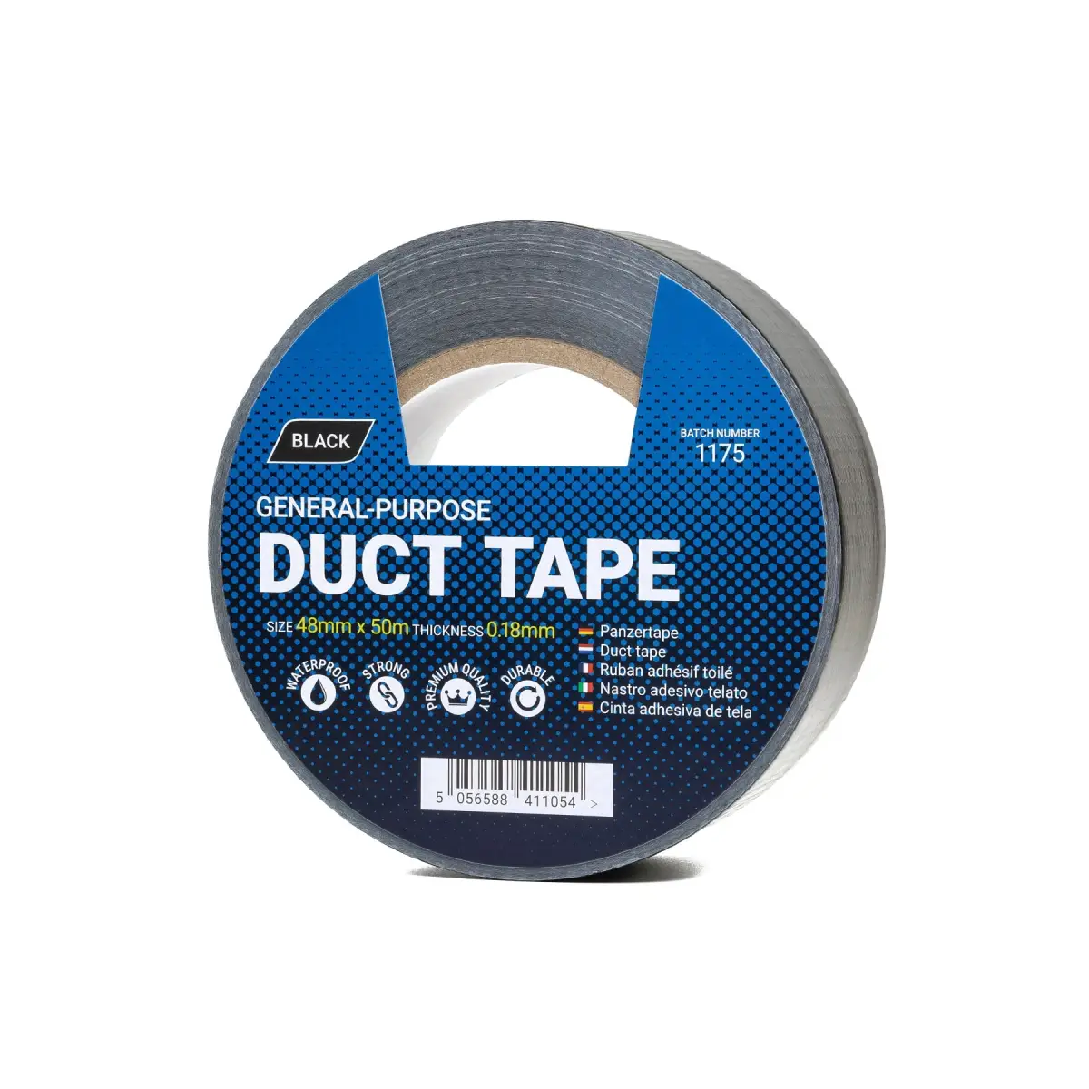 48mm x 50m Black Duct Tape - 1 Roll | CDUCTBLACK