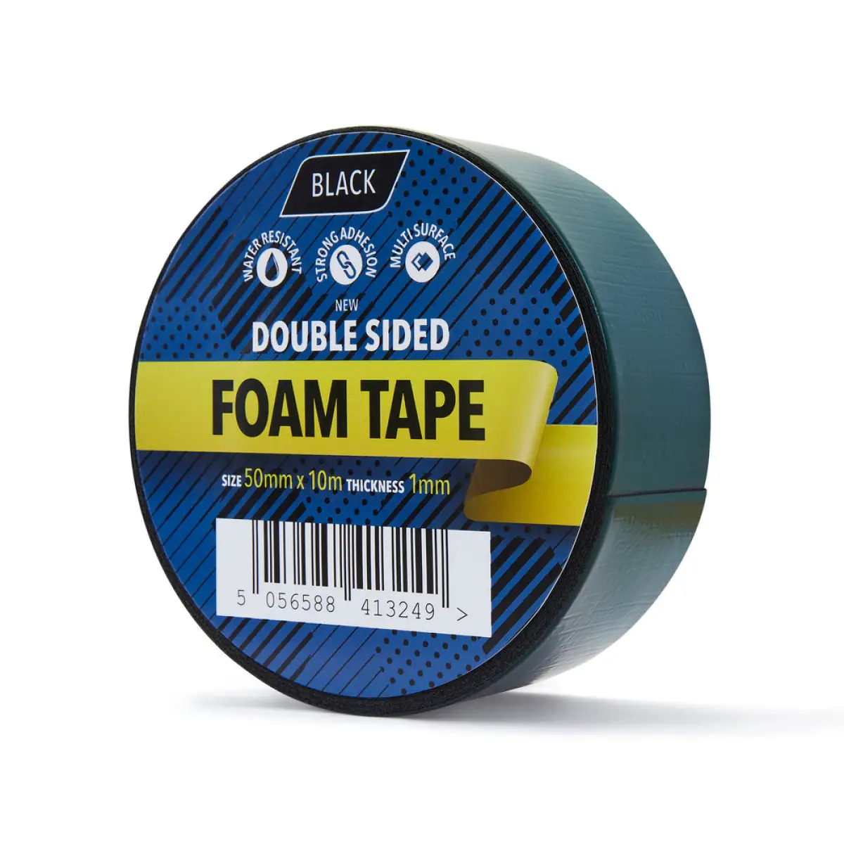 50mm x 10m Black Double Sided Foam Tape - 1 Roll | CFOAM50B