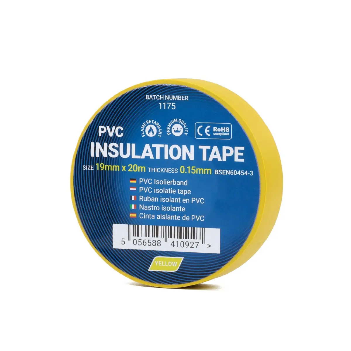 19mm x 33m Yellow PVC Insulation Tape - 1 Roll | CIT33YELLOW