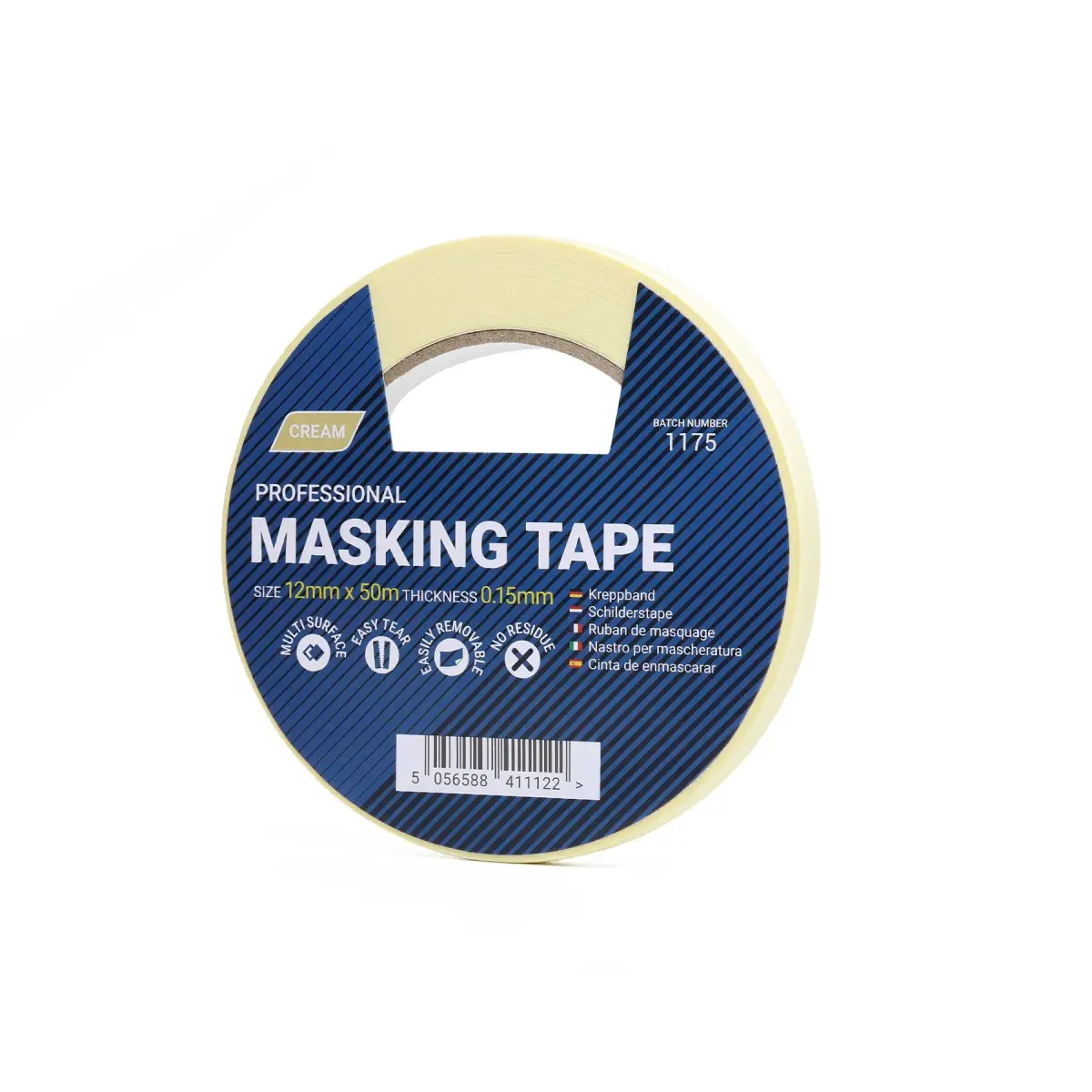 12mm x 50m Cream Masking Tape - 1 Roll | CMASK12