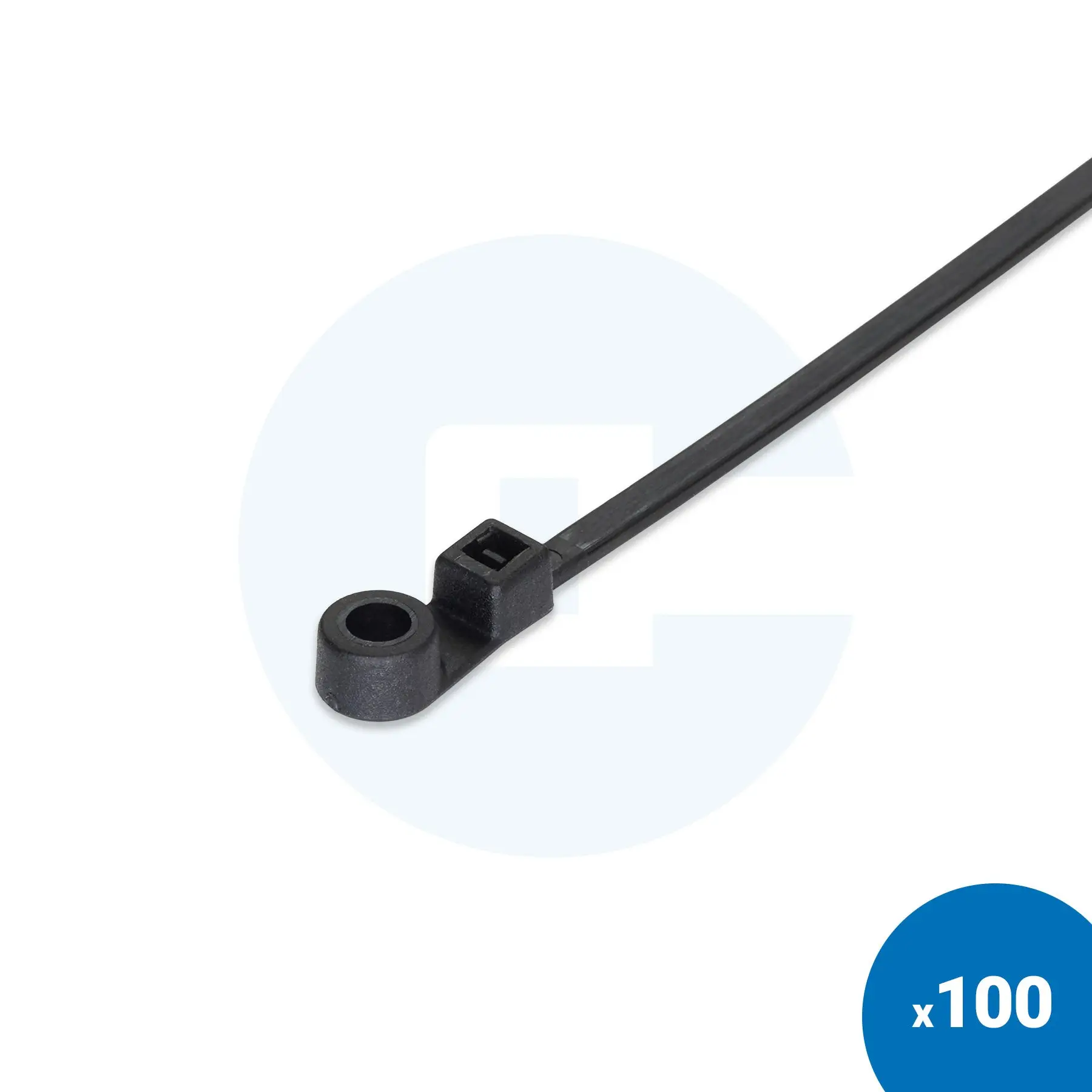 110 x 2.5mm Black Screw Mount Cable Ties - Pack of 100 - Image 4