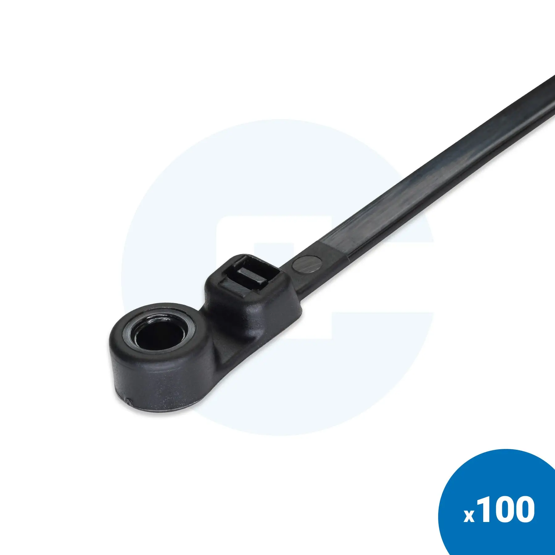 110 x 2.5mm Black Screw Mount Cable Ties - Pack of 100 - Image 6