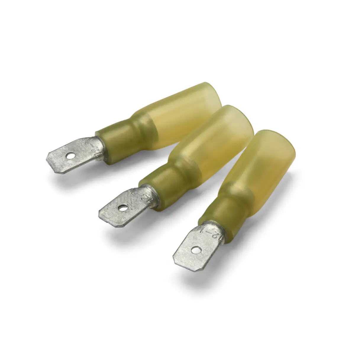 6.3 x 0.8mm Yellow Heatshrink Male Push-On Terminal - Pack of 100 | T3POM63508HS