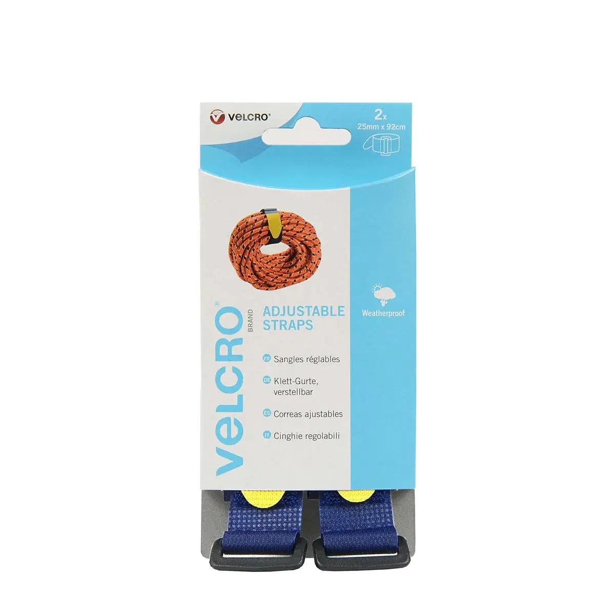 VELCRO® Brand Adjustable Straps 25mm x 460mm - 920mm - Pack of 2 - 460mm | VAS2546