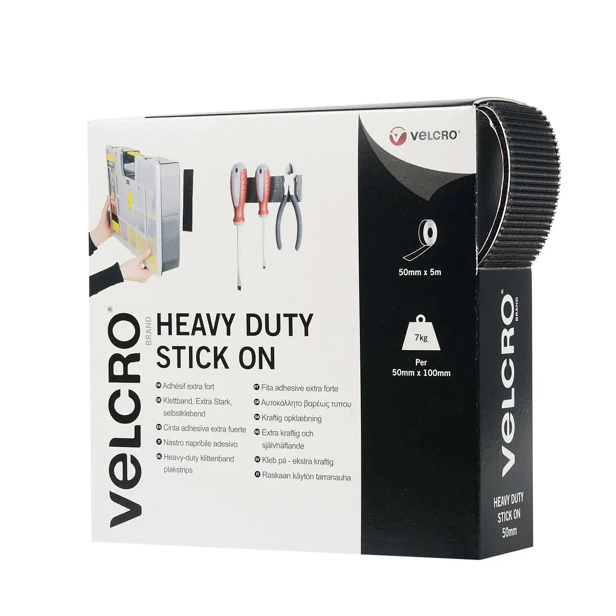 VELCRO® Brand Heavy Duty Stick On Tape 50mm - 5M Roll - White | VHDSOTW