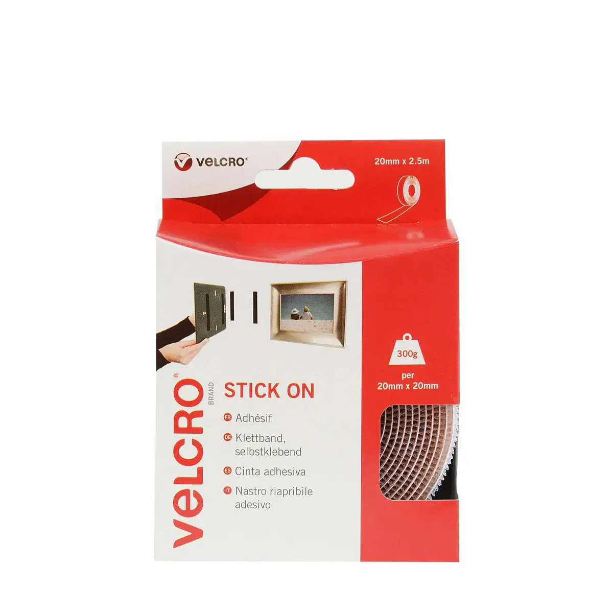 VELCRO® Brand Stick On Tape 20mm - 2.5m - 10m Roll - 2.5m / White | VSOTW
