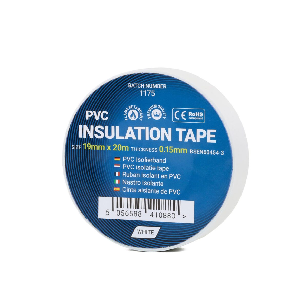 PVC Insulation Tape - 19mm x 20m - White | CTCIT20WHITE19