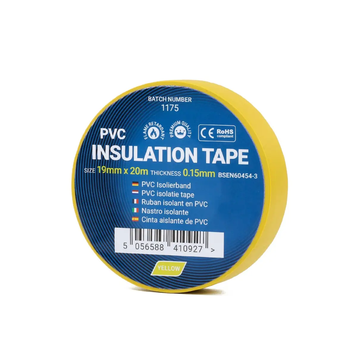 PVC Insulation Tape - 19mm x 20m - Yellow | CTCIT20YELLOW19