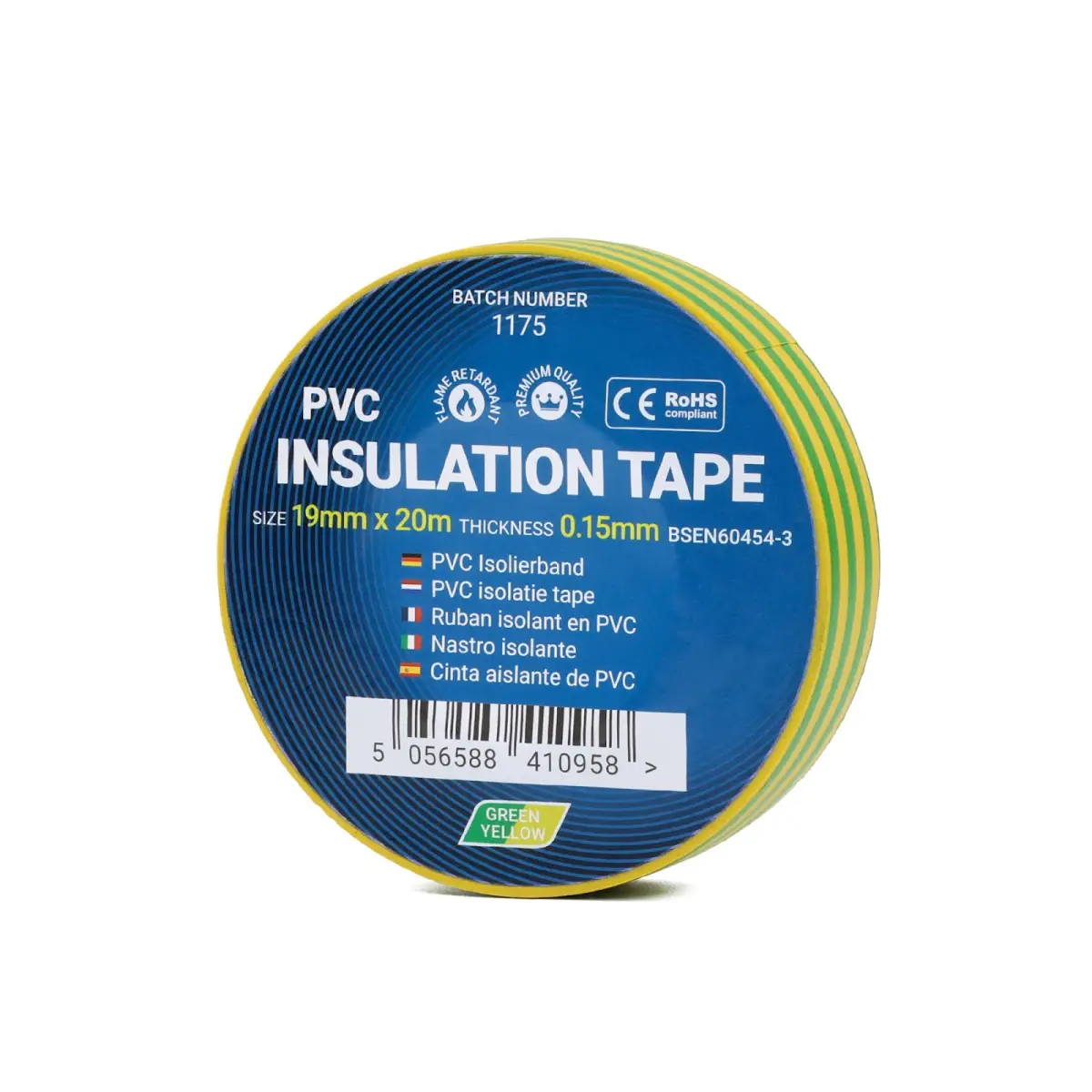 PVC Insulation Tape - 19mm x 20m - Earth | CTCIT20EARTH19