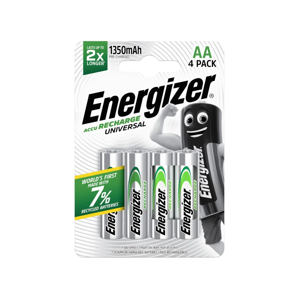 Recharge Universal AA Batteries 1350 mAh (Pack 4)
