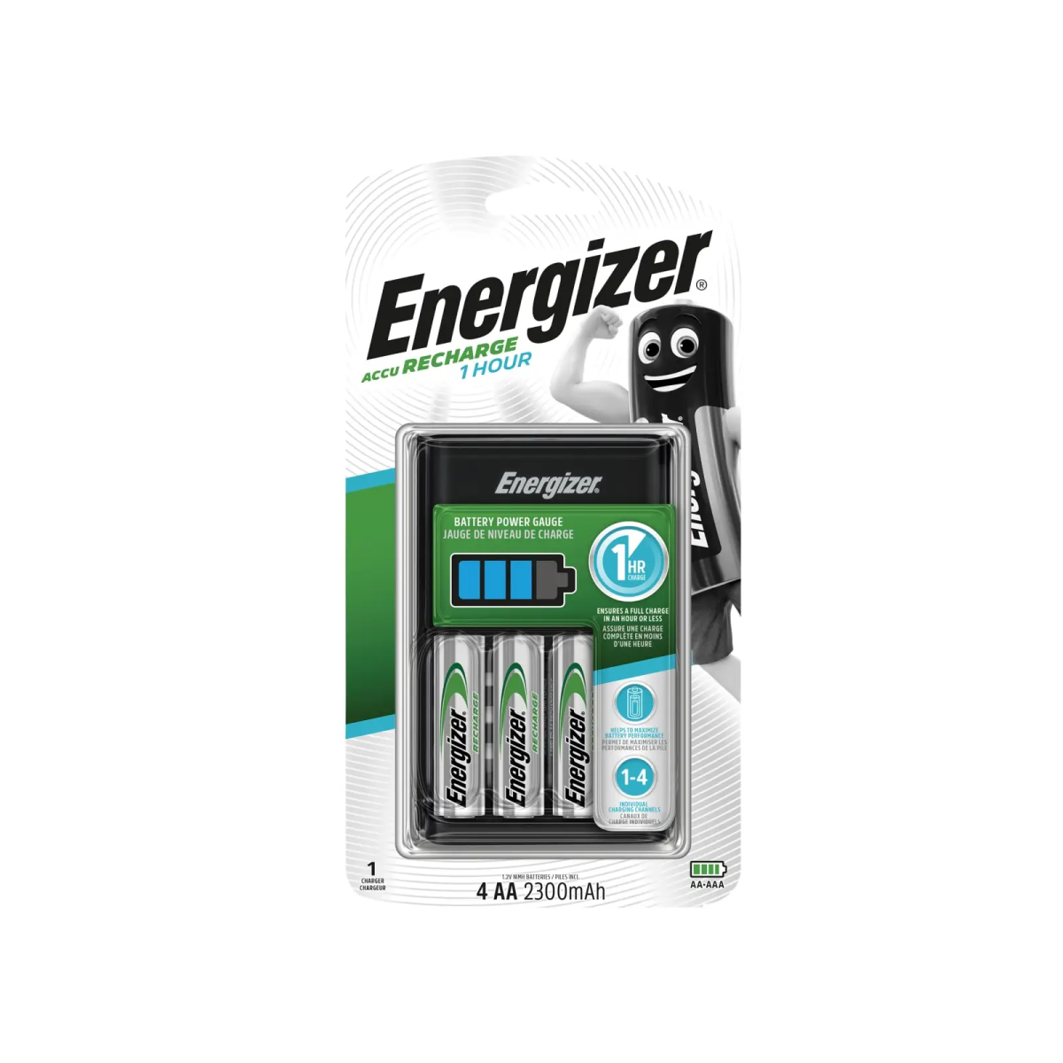 1-Hour Battery Charger + 4 x AA Batteries