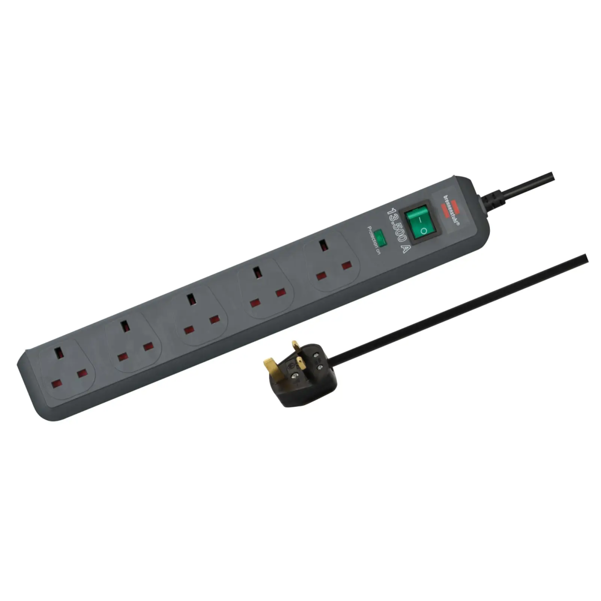 Eco-Line Extension Lead 240V 5-Gang 13A Anthracite 2m