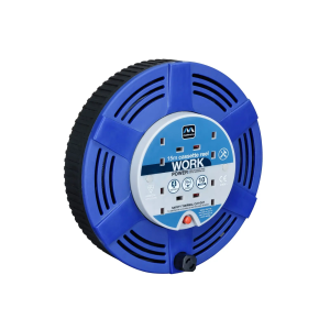 Cassette Cable Reel 240V 10A 4-Socket Thermal Cut-Out Blue 15m