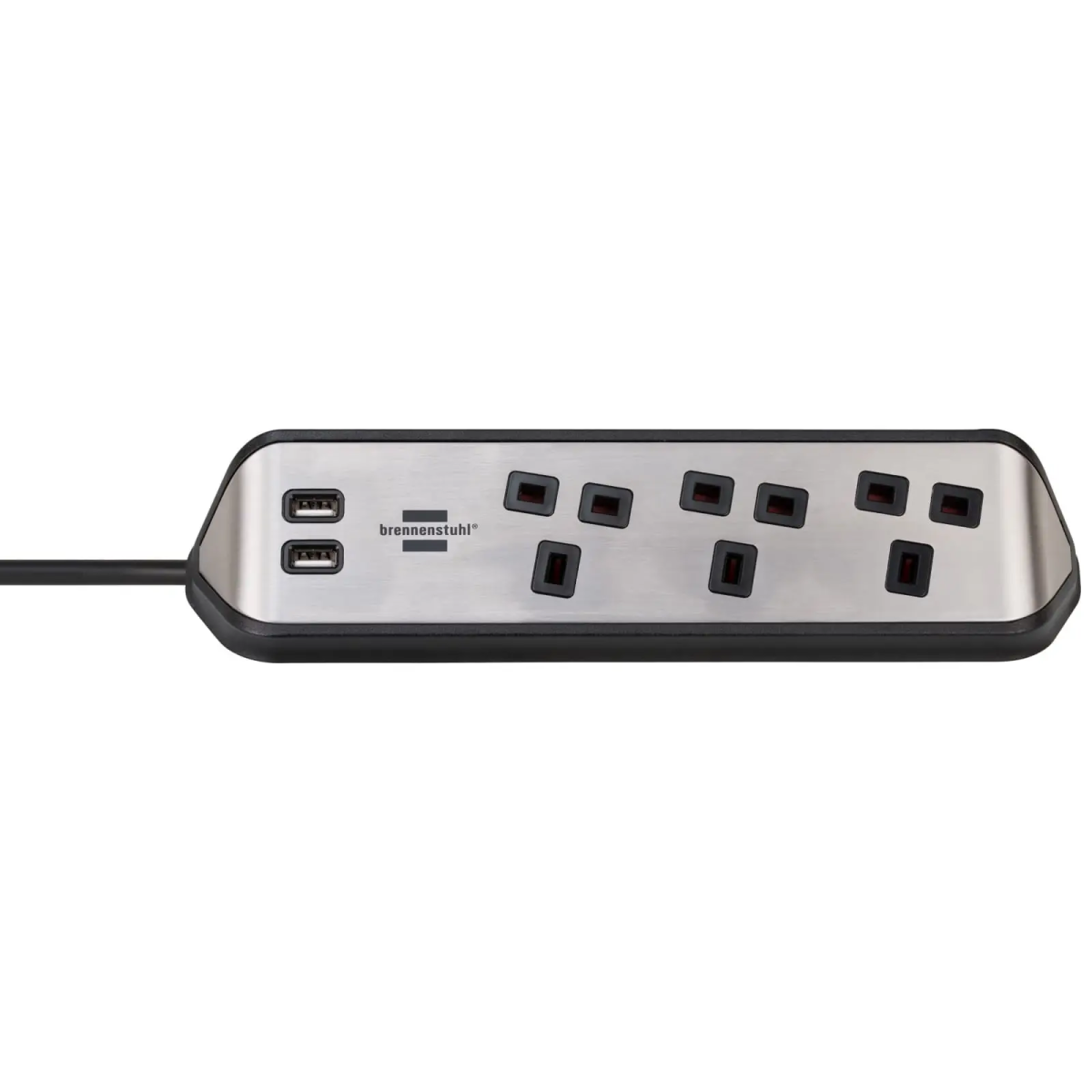 estilo Corner Extension Lead 240V 3-Gang 13A Black 2m