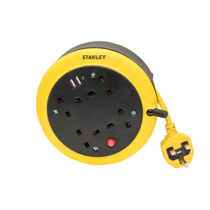 Cable Reel 240V 13A 4-Socket + 2 USB 5m