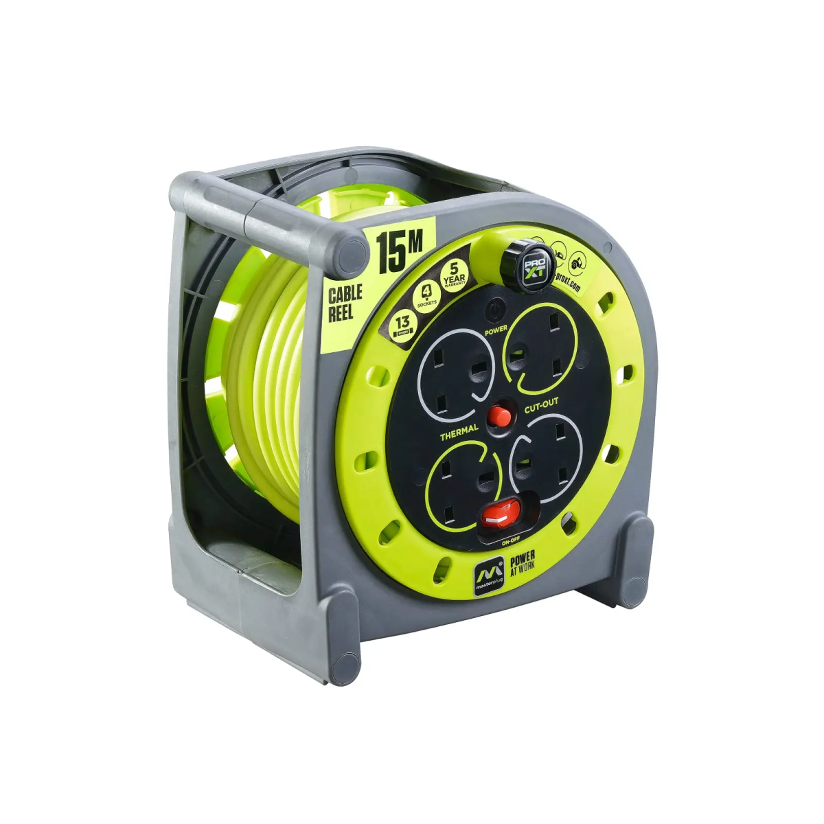 PRO-XT Case Cable Reel 240V 13A 4-Socket 15m
