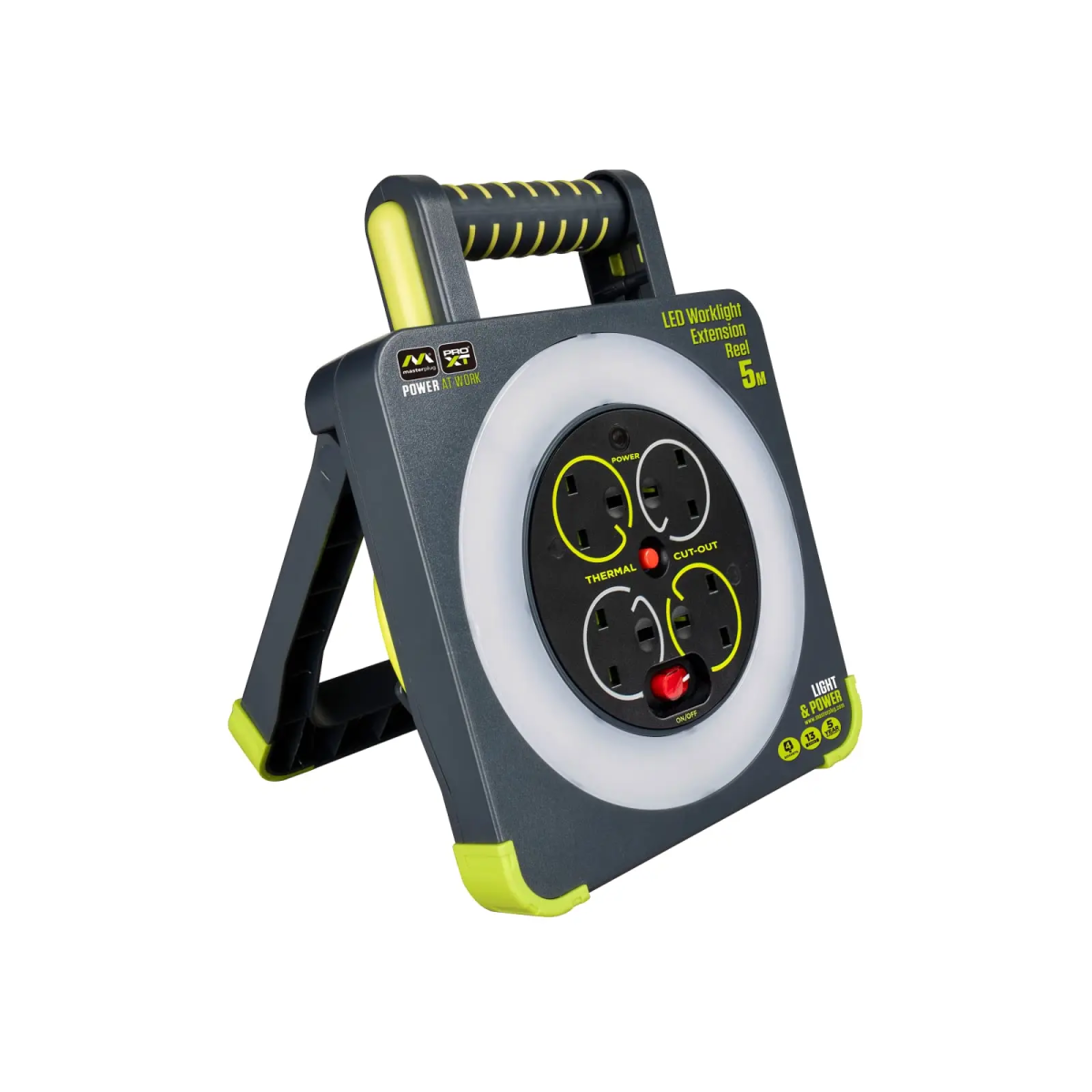 Work Light Cable Reel 240V 13A 4-Socket 5m