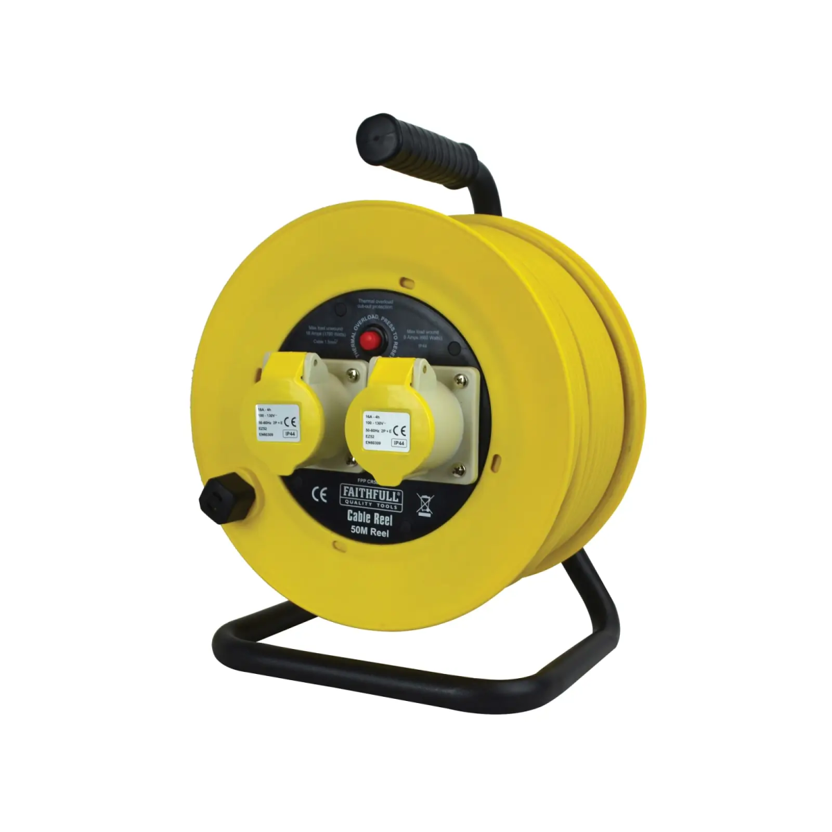 Open Drum Cable Reel 110V 16A 2-Socket 50m (1.5mm Cable)