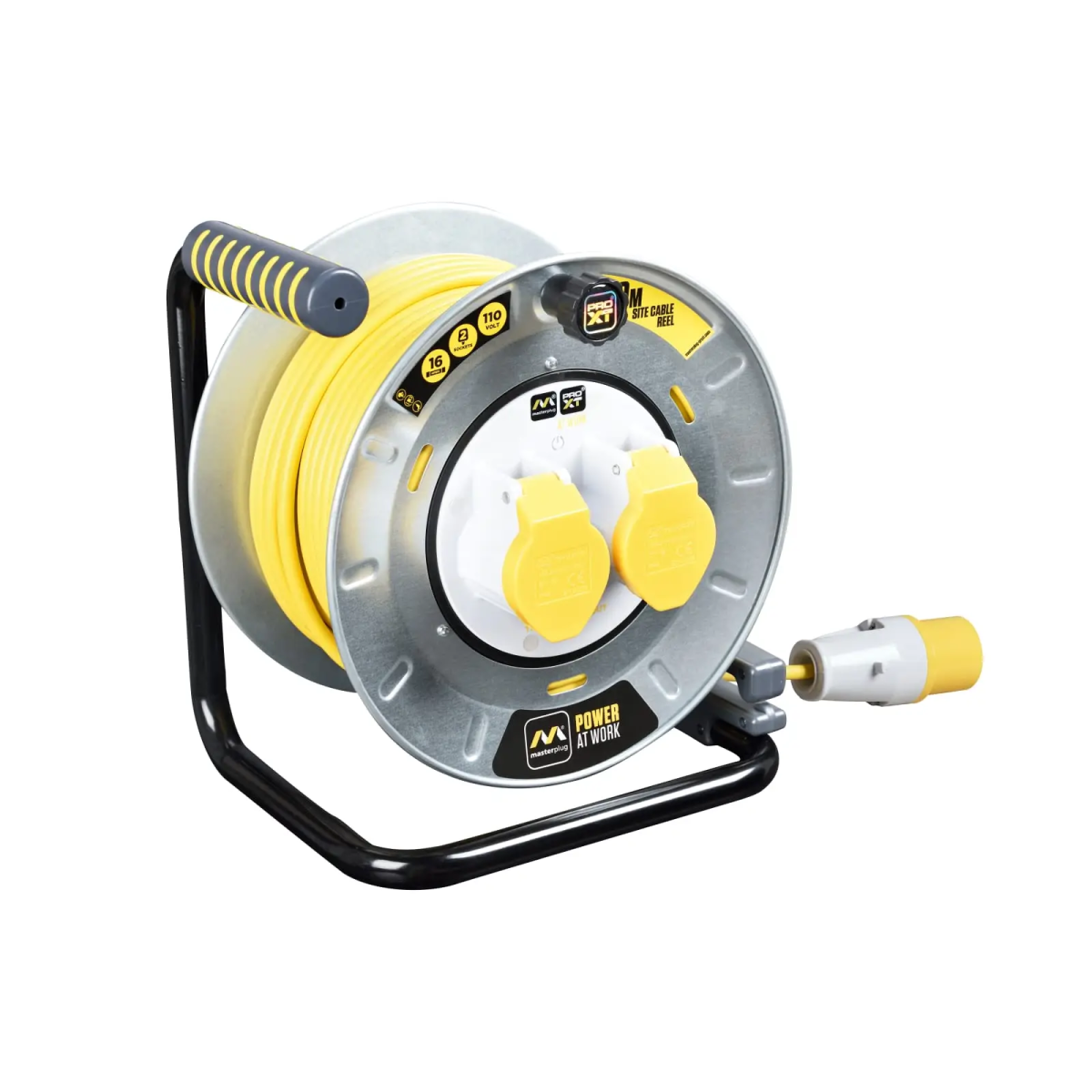 PRO-XT Metal Cable Reel 110V 16A Thermal Cut-Out 30m