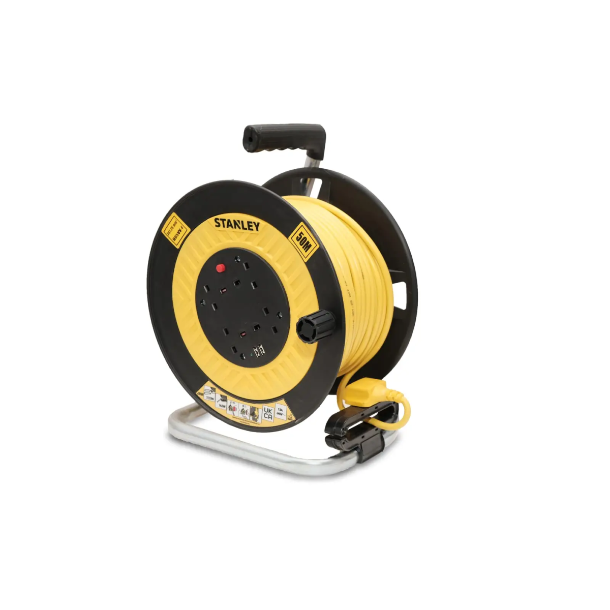 Open Drum Cable Reel 240V 13A 4-Socket + 2 USB 50m